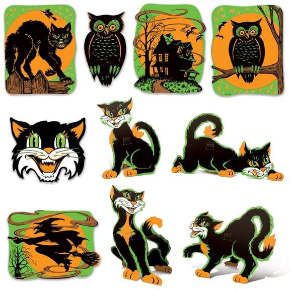 Vintage Halloween Fluorescent Cutouts - 12 Pack (10 Per Package)