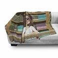thumbnail image 3 of Geek Soft Flannel Fleece Blanket, Happy Student Girl in Library Studying Reading a Textbook Themed Digital Image Print, Cozy Plush for Indoor and Outdoor Use, 70" x 90", Multicolor, by Ambesonne, 3 of 6