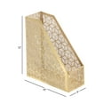 thumbnail image 4 of DecMode 12" Gold Metal Single Slot Geometric Magazine Holder with Laser Carved Design, 4 of 15