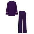 thumbnail image 3 of renvena Boys 2 Piece Worship Liturgical Outfits Long Sleeve Praise Dance Pullover Tops with Wide-Leg Pants Set Purple 12, 3 of 7