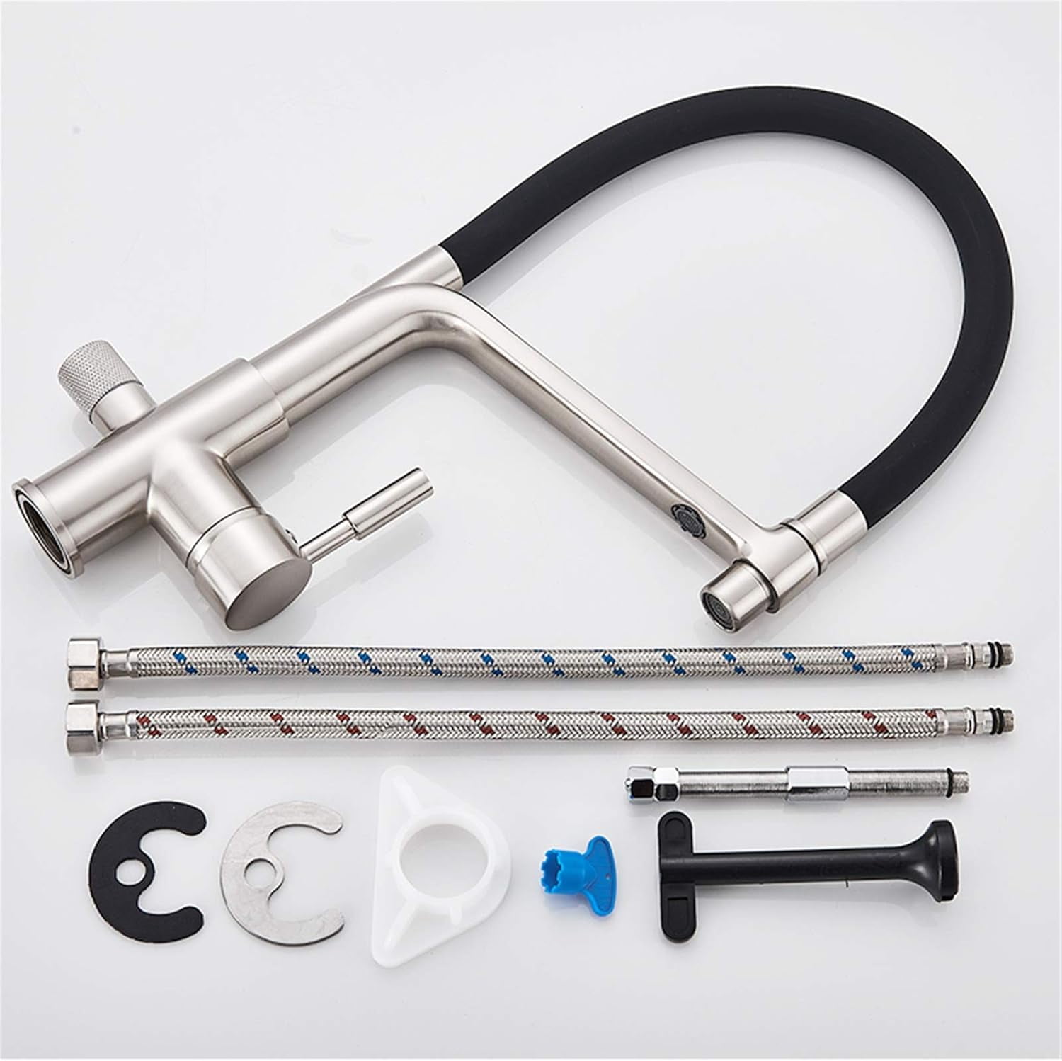 Kitchen Faucet, Pull Down Pure Water Kitchen Mixer Tap, Purification Filter Water Crane for Kitchen Mixer, Nickel