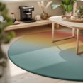 thumbnail image 3 of Small Round Rug 3Ft, Burnt Orange Teal Ombre Non-Slip Washable Circle Rugs Carpet, Modern Gradient Abstract Art Indoor Outdoor Rug Floor Mats Throw Runner for Bedroom Living Room Bathroom, 3 of 8