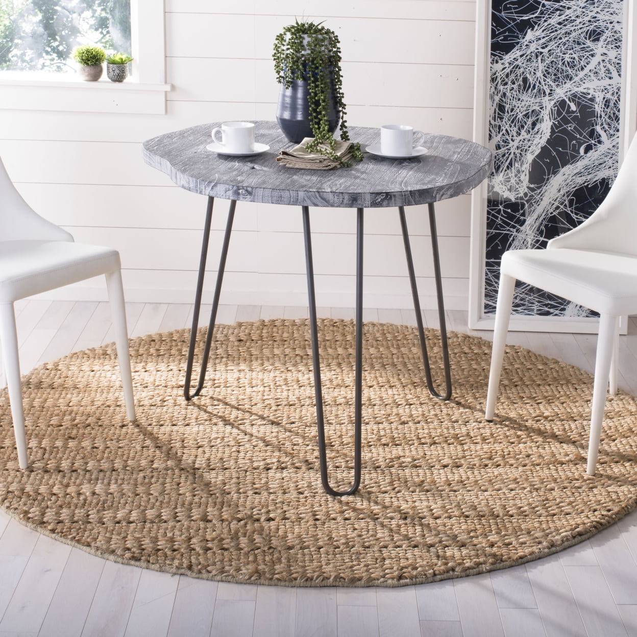 SAFAVIEH Natural Fiber Henrika Braided Area Rug, Natural, 4' x 4' Round