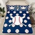 thumbnail image 2 of Manfei Baseball Game Twin Sheet Sets,Ball Sport Twin Fitted Sheet,White Deepblue Flat Sheet For Girls Kids,Super Cozy Room Decor,3 Pieces, 2 of 7