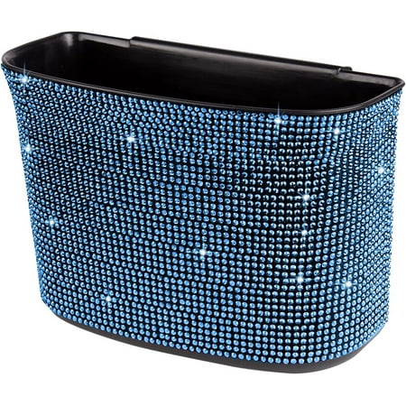 Car Trash Can Bling Crystal Auto Storage Pockets,100% Leak Proof Car Trash Container Bin Car Garbage Bag Hanging for Backside/Gearshift/Center Console