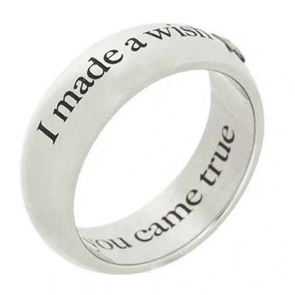 Beads & Pearls Jewelry 7mm Stainless Steel Women's Ring - I Made a Wish and You Came True Engraved with Goldtone Star Accent Ring.