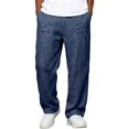thumbnail image 5 of Yungyresw Men's Solid Linen Casual Pants Breathable Lightweight Athletic Trousers With Multi Pockets Relaxed Fit Work Trousers Navy M, 5 of 5