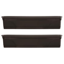 36 Inch Window Box Planters (2 Pack), Black - Indoor Outdoor Hanging Garden Boxes, Rectangular Planter for Window Sill, Weather Resistant Resin