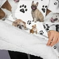 thumbnail image 3 of Oversized Wearable Blanket Hoodie,Bulldog Dog and Footprints Sherpa Blanket Hoodie with Super Pockets,Super Warm Fuzzy Pullover for Women & Men, 3 of 6