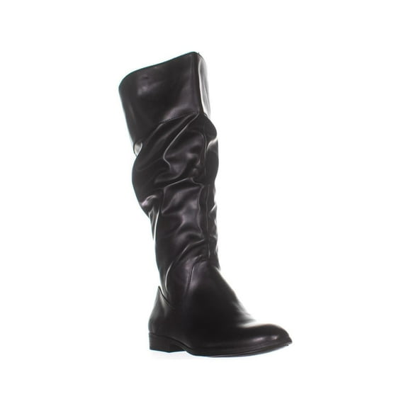 SC35 Kelima Wide Calf Knee High Boots, Black Smooth