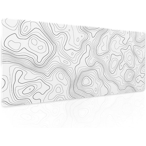 Topographic Map Large Mouse Pad XL White Lines Contour Geographic