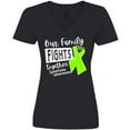 thumbnail image 3 of Inktastic Our Family Fights Together Lymphoma Awareness Lime Ribbon Women's V-Neck T-Shirt, 3 of 5