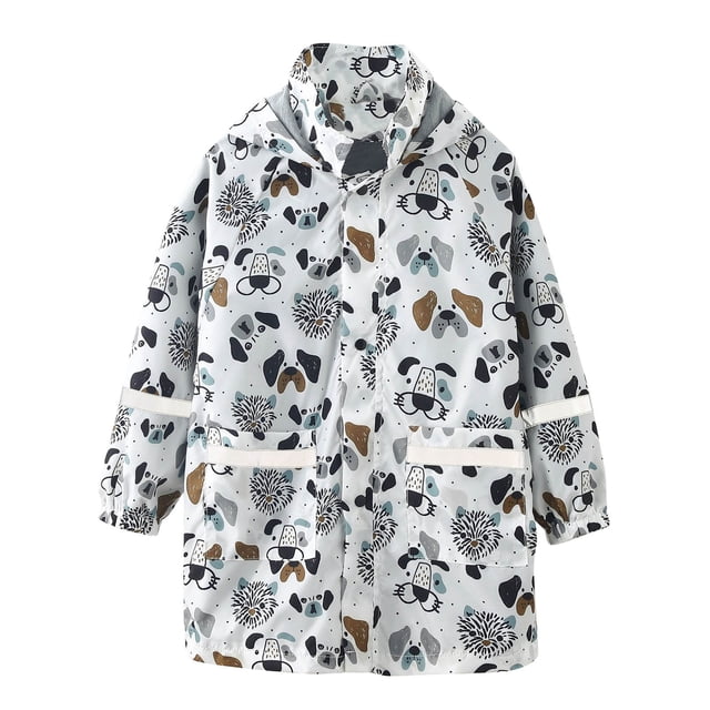 MIASHUI Manteau Imperméable à Capuche pour Garçons Filles Enfants Imperméables Coupe-Vent d'Extérieur Manteau de Pluie, Blanc, 4-5 Ans