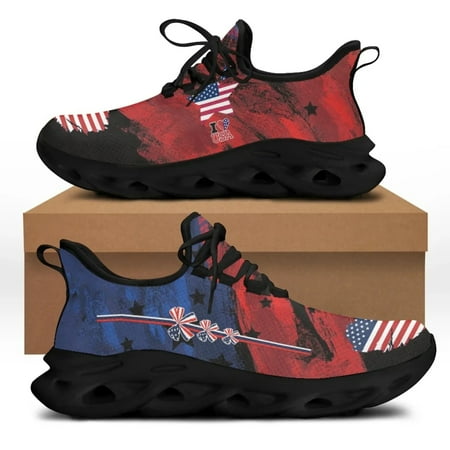 

Luxury Designer Sport Shoes Women Sneakers Female Casual Shoes Cute American Flag Print Light Lace-up Flats Ladies Footwear