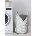 thumbnail image 3 of Retro Laundry Bag, Romantic Perforated Swirly Hearts in Geometric Background Lacy Victorian Rococo Art, Basket with Handles Drawstring Closure for Laundromats, 13" x 19", Coconut Grey, by Ambesonne, 3 of 4
