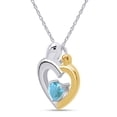 thumbnail image 2 of AFFY Mother's Day Jewelry Gift Heart Cut Simulated Aquamarine Two Tone Mom Pendant Necklace In 14k White Gold Over Sterling Silver, 2 of 7