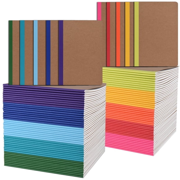 Cuadernos ZCZN tamaño A5 con tapa kraft y rayados, paquete de 100, 10 colores