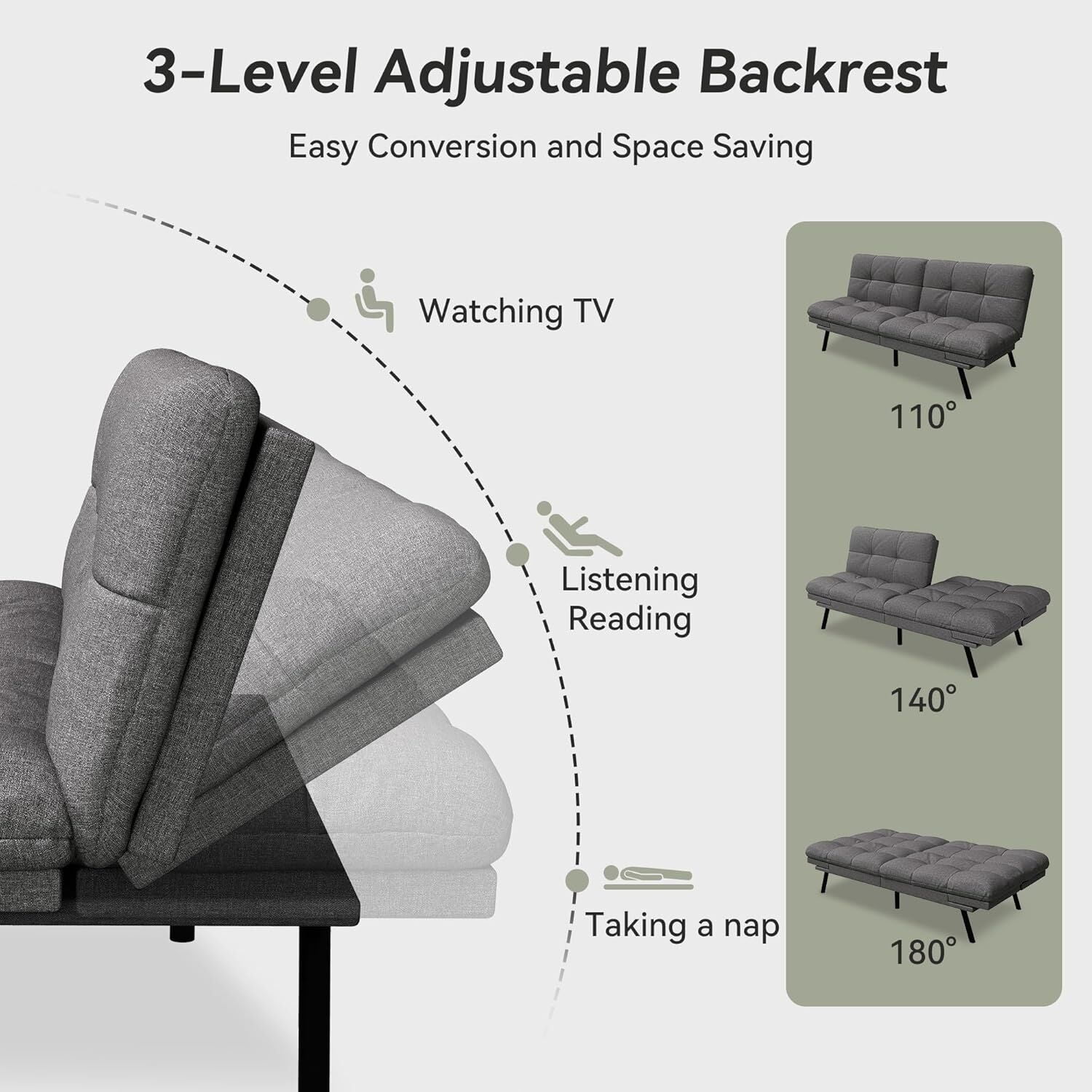 Convertible Futon Sofa Bed, 71" Comfy Loveseat Sleeper Sofa, Thicken Cushion, Comfy Velvet Twin Size Futon Couch Bed for Small Space Bedroom Dorm Office