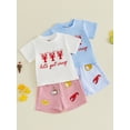 thumbnail image 3 of BemeyourBBs Toddler Baby Boys Summer Clothes Infant Baby Boy Crayfish Outfits Lobster Letter Embroidery Short Sleeve T-Shirts Elastic Waist Stripe Shorts Set Toddler Boys Summer Outfit, 3 of 9