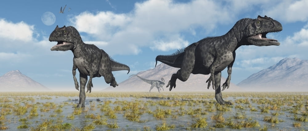 Download Carnivorous Allosaurus dinosaurs during Earth's Jurassic period Poster Print (21 x 9) - Walmart ...