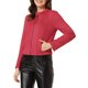 thumbnail image 4 of Chaqueta de motocicleta recortada con cuello alzado y cremallera de ante sintético para mujer INSPIRE CHIC M Roja, 4 of 6