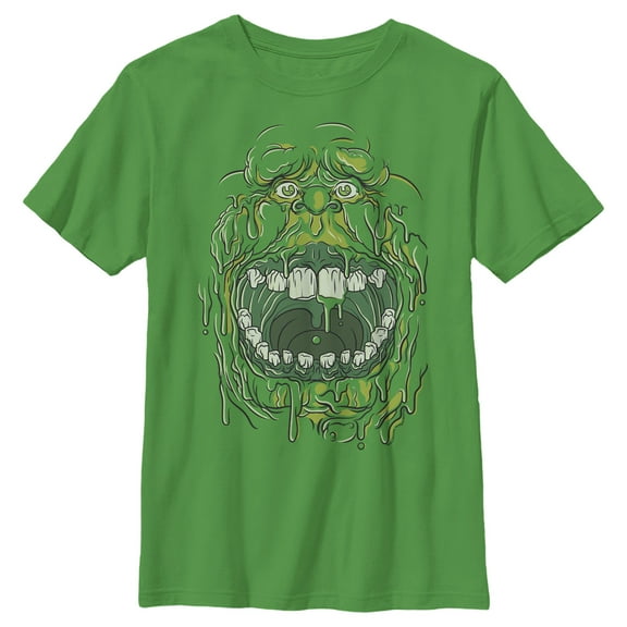 Boy's Ghostbusters Slimer Drip Face  Graphic Tee Kelly Green Large