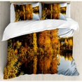 thumbnail image 3 of Fall Duvet Cover Set Twin Size, Lake at Sunset Rays Autumnal Landscape Pond Woodland Outdoors Ecology Environment, Decorative 2 Piece Bedding Set with 1 Pillow Sham, Multicolor, by Ambesonne, 3 of 3