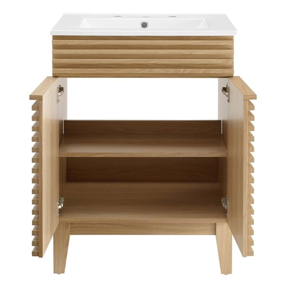 Modway Render Bathroom Vanity in Oak White