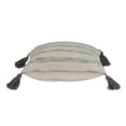thumbnail image 3 of 100% Cotton Beige and Light Grey Striped Pillow Cover with Tassels, 3 of 3