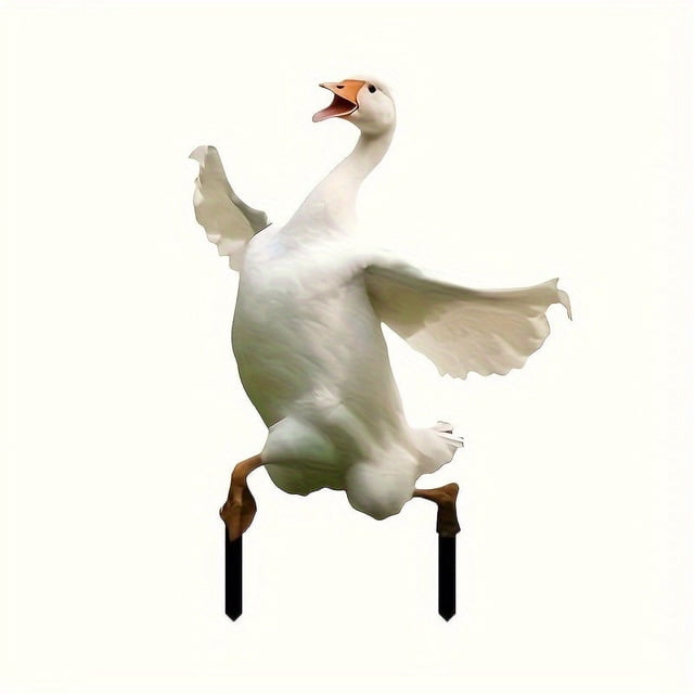 WLOELOEW Cute Goose Acrylic Garden Stake Lawn Pot Decorative Ground Insert For Outdoor Yard Decor