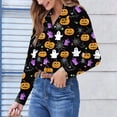 thumbnail image 7 of Womens Halloween Graphic Shirts Pumpkin Witch Print V Neck Tops | 2026 Casual Fall 3/4 Sleeve T Shirts,Funny Halloween Graphic Costume,Fall Festival Events,Halloween Party,Happy Halloween, 7 of 7