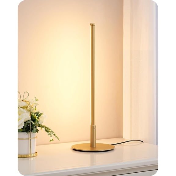 6W LED Table Lamp with Stepless Dimming & 3 Color Temperatures, Modern Gold Bedside Nightstand Lamp for Bedroom, Living Room & Corner