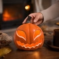 thumbnail image 6 of StlyGar Light up Jack O Lantern Halloween Decorations Outdoor Indoor Small Scary Plastic Pumpkin Lantern Fall Table Centerpieces Glowing Hollow Pumpkins Statue, 6 of 6