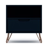 Rockefeller 1.0 Mid-Century- Modern Nightstand with 1-Drawer in Tatiana Midnight Blue