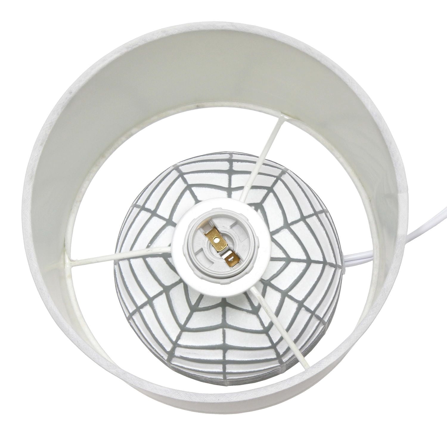 Simple Designs 10.43 "Petite Contemporaine Webbed Waves Base Lampe de chevet avec abat-jour en tissu blanc pour la décoration intérieure, la chambre à coucher, le salon, l’entrée, le bureau