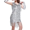 thumbnail image 1 of V Neck 1920s Sequin Fringe Charleston Flapper Dance Dresses Costumes_Special Gift, 1 of 5