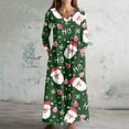 thumbnail image 2 of Christmas Dresses for Women Women's Fashion Dress Spring V-neck Long Sleeve Dress with Christmas Print for Holiday Party,Dark Green,L, 2 of 6