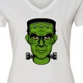 thumbnail image 4 of Inktastic Halloween Frankenstein Head Women's V-Neck T-Shirt, 4 of 5