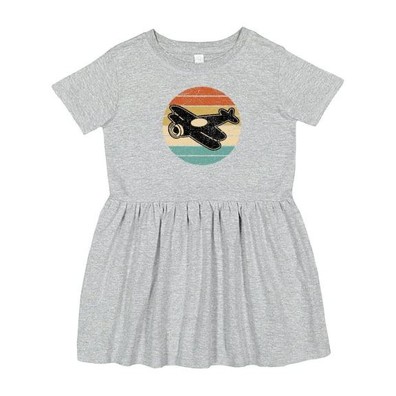 Inktastic Vintage Airplane Retro Sunset Girls Toddler Dress