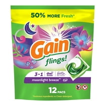 Gain Flings 3-in-1 Oxi Boost and Febreze Laundry Detergent Pacs, Moonlight Breeze Scent, 12 Count