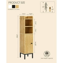 Bathroom Storage Cabinet, Small Corner Floor Hutch with Door and Shelves, Narrow Toilet Paper Cabinet, Bathroom Organizer with Adjustable Shelf, for Toile, Small Spaces