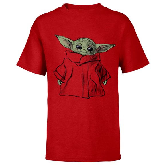 Star Wars The Mandalorian The Child Illustration - Short Sleeve T-Shirt for Kids - Customized-Red