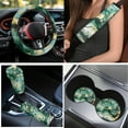 thumbnail image 3 of Yuyamidu Green Marble Print Front Rear Car Seat Covers Full Set Car Floor Mats Steering Wheel Cover Seat Belt Pads Coasters Handbrake Cover Set, 15 Pack, 3 of 6