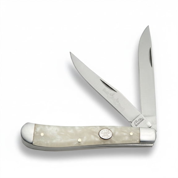 Rite Edge 3.75-Inch Two-Blade Folding Pocket Knife Stainless Steel Multi-Blade Folder with Elegant White Pearl Style Handle for Every Day Carry
