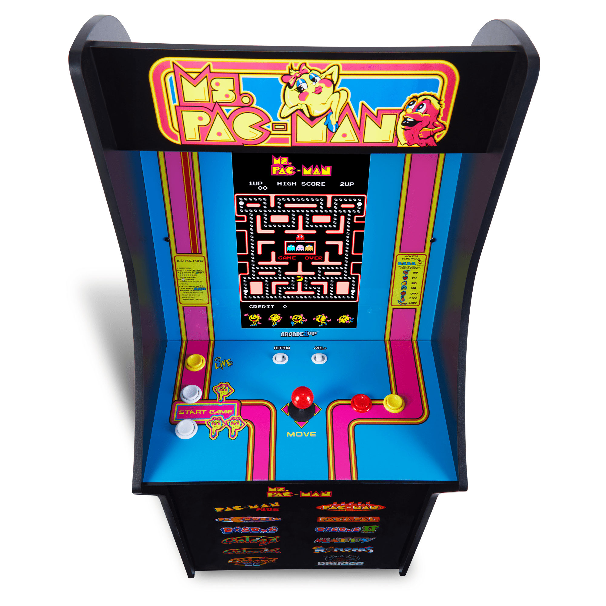 Arcade1Up Ms. Pac-Man Classic SE Arcade Machine with 13 Games Included, 4 Feet Tall