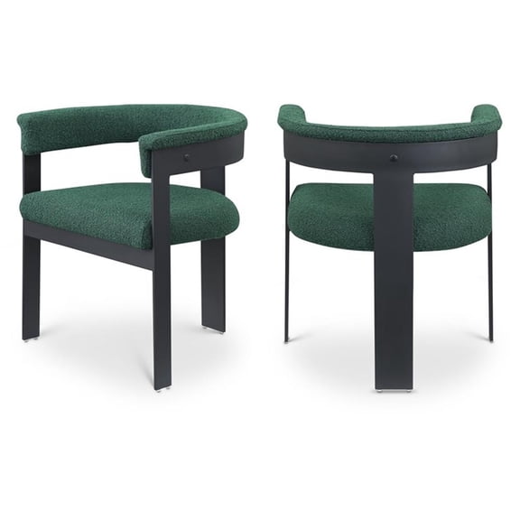 Bowery Hill Contemporary Green Boucle Fabric Dining Chair (Set of 2)
