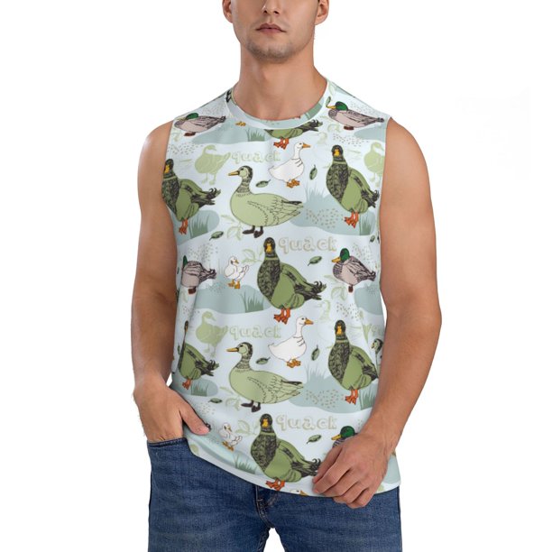 Fotbe Mallard Ducks Wild Birds Men's Camiseta sin Mangas Estampada para Hombres, Playera Casual para Gimnasio, Entrenamiento, Playa-XX-Large