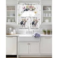thumbnail image 3 of Spring Pig Swag Kitchen Curtains Sets for Windows 24 Inch Length, Butterfly Botanical Floral Summer Short Window Curtain Panels Swags Valances and Tiers 3 Piece Set for Cafe/Dining Room, 3 of 5