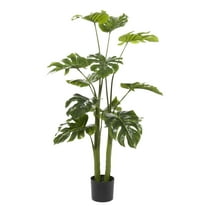 DecMode 48" Artificial Monstera Plant in Realistic Leaves and Black Plastic Pot