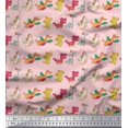 thumbnail image 1 of Soimoi Rayon Fabric Stripe & Dinosaur Kids Print Sewing Fabric Yard 42 Inch Wide, 1 of 3
